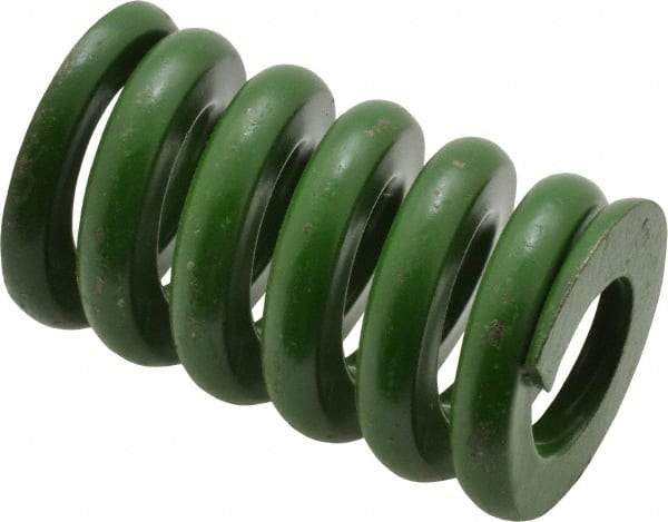Associated Spring Raymond - 1-1/4" Hole Diam, 5/8" Rod Diam, 2" Free Length, Green Die Spring - 960 Lb Max Deflection, 0.5" Max Deflection, Extra Heavy Duty, Chromium Alloy Steel - Industrial Tool & Supply
