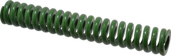 Associated Spring Raymond - 1-1/4" Hole Diam, 5/8" Rod Diam, 8" Free Length, Green Die Spring - 832 Lb Max Deflection, 2" Max Deflection, Extra Heavy Duty, Chromium Alloy Steel - Industrial Tool & Supply