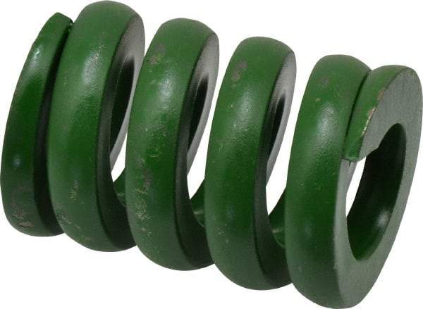 Associated Spring Raymond - 1-1/2" Hole Diam, 3/4" Rod Diam, 2" Free Length, Green Die Spring - 1880 Lb Max Deflection, 0.5" Max Deflection, Extra Heavy Duty, Chromium Alloy Steel - Industrial Tool & Supply