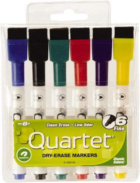 Quartet - Low-Odor ReWritables Fine Point, Classic, 6 Set Dry Erase Markers - For Use with Dry Erase Marker Boards - Industrial Tool & Supply
