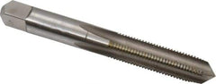 Hertel - 3/8-24 UNF 4 Flute Bright Finish High Speed Steel Straight Flute Standard Hand Tap - Plug, Right Hand Thread, 2-15/16" OAL, 1-1/4" Thread Length, H2 Limit, Oversize - Exact Industrial Supply