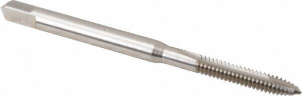 Hertel - #4-40 UNC, 2 Flute, Bright Finish, High Speed Steel Spiral Point Tap - Plug Chamfer, Right Hand Thread, 1-7/8" OAL, 9/16" Thread Length, 0.141" Shank Diam - Exact Industrial Supply