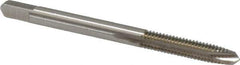 Hertel - #8-32 UNC, 2 Flute, Bright Finish, High Speed Steel Spiral Point Tap - Plug Chamfer, Right Hand Thread, 2-1/8" OAL, 3/4" Thread Length, 0.168" Shank Diam - Exact Industrial Supply