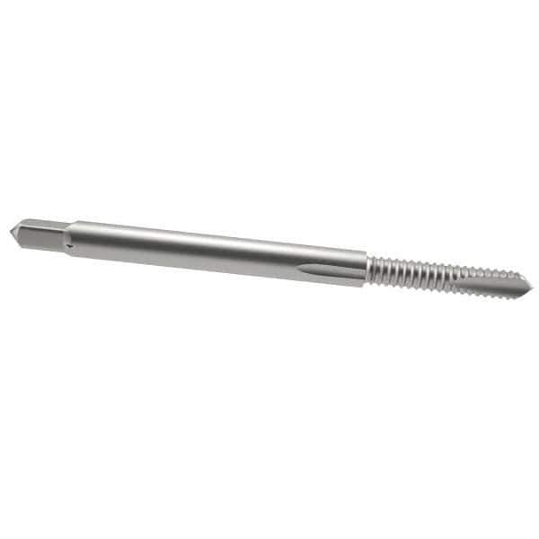 Hertel - #4-40 UNC, 2 Flute, Bright Finish, High Speed Steel Spiral Point Tap - Plug Chamfer, Right Hand Thread, 1-7/8" OAL, 9/16" Thread Length - Exact Industrial Supply