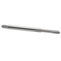 Hertel - #4-40 UNC, 2 Flute, Bright Finish, High Speed Steel Spiral Point Tap - Plug Chamfer, Right Hand Thread, 1-7/8" OAL, 9/16" Thread Length - Exact Industrial Supply
