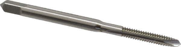 Hertel - #4-40 UNC, 2 Flute, Bright Finish, High Speed Steel Spiral Point Tap - Plug Chamfer, Right Hand Thread, 1-7/8" OAL, 9/16" Thread Length - Exact Industrial Supply