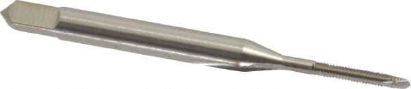 Hertel - #0-80 UNF, 2 Flute, Bright Finish, High Speed Steel Spiral Point Tap - Plug Chamfer, Right Hand Thread, 1-5/8" OAL, 5/16" Thread Length - Exact Industrial Supply