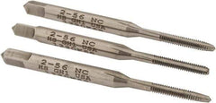 Hertel - #2-56 UNC, 3 Flute, Bottoming, Plug & Taper, Bright Finish, High Speed Steel Tap Set - 1-3/4" OAL, 2B/3B Class of Fit - Industrial Tool & Supply