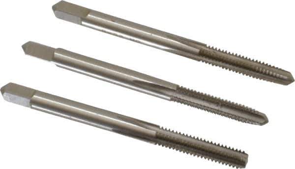 Hertel - #8-32 UNC, 4 Flute, Bottoming, Plug & Taper, Bright Finish, High Speed Steel Tap Set - 2-1/8" OAL, 2B/3B Class of Fit - Industrial Tool & Supply