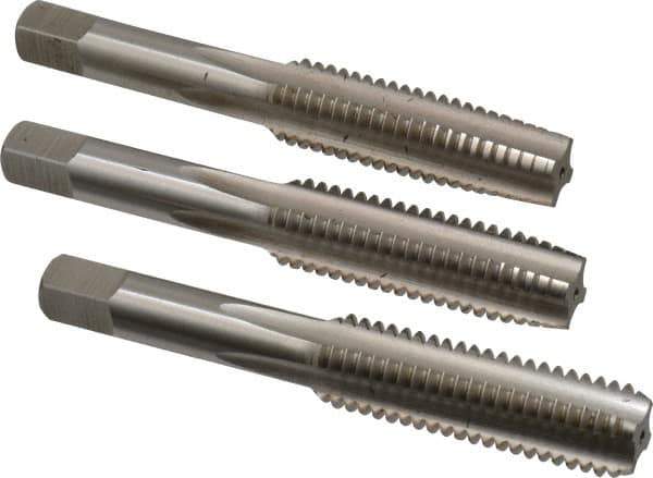 Hertel - 1/2-13 UNC, 4 Flute, Bottoming, Plug & Taper, Bright Finish, High Speed Steel Tap Set - 3-3/8" OAL, 2B/3B Class of Fit - Industrial Tool & Supply