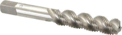 Hertel - M10x1.25 Metric Fine, 3 Flute, 52° Helix, Bottoming Chamfer, Bright Finish, High Speed Steel Spiral Flute STI Tap - 3-3/8" OAL - Exact Industrial Supply