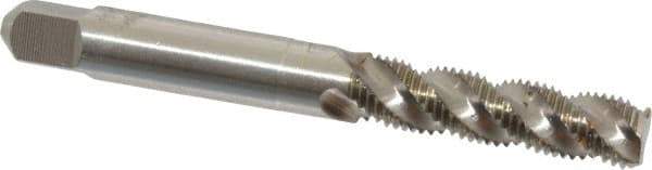 Hertel - 1/4-28 UNF, 3 Flute, 52° Helix, Bottoming Chamfer, Bright Finish, High Speed Steel Spiral Flute STI Tap - 2-23/32" OAL - Exact Industrial Supply
