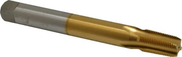 Hertel - 3/8-18 NPT, 4 Flute, Plug Chamfer, TiN Finish, High Speed Steel, Extension Pipe Tap - 6" OAL, 0.7" Shank Diam, 1-1/16" Thread Length - Industrial Tool & Supply