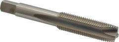 Hertel - M14x1.50 Metric Fine, 3 Flute, Bright Finish, High Speed Steel Spiral Point Tap - Plug Chamfer, Right Hand Thread, 3-19/32" OAL, 1-21/32" Thread Length, 0.429" Shank Diam - Exact Industrial Supply