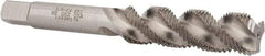 Hertel - 3/8-24 UNF, 3 Flute, 52° Helix, Bottoming Chamfer, Bright Finish, High Speed Steel Spiral Flute STI Tap - 2-15/16" OAL - Exact Industrial Supply