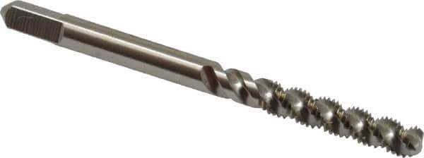 Hertel - #6-40 UNF, 3 Flute, 52° Helix, Bottoming Chamfer, Bright Finish, High Speed Steel Spiral Flute STI Tap - 2-3/8" OAL - Exact Industrial Supply