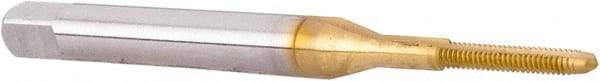 Hertel - M1.6x0.35 Metric Coarse 2 Flute TiN Finish High Speed Steel Straight Flute Standard Hand Tap - Plug, Right Hand Thread, 1-5/8" OAL, 5/16" Thread Length, D1 Limit, Oversize - Exact Industrial Supply