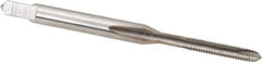 Hertel - M2.2x0.45 Metric Coarse, 2 Flute, Bright Finish, High Speed Steel Spiral Point Tap - Plug Chamfer, Right Hand Thread, 1-3/4" OAL, 7/16" Thread Length, 0.141" Shank Diam - Exact Industrial Supply
