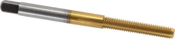 Hertel - M4.5x0.75 Metric Coarse 4 Flute TiN Finish High Speed Steel Straight Flute Standard Hand Tap - Bottoming, Right Hand Thread, 2-3/8" OAL, 7/8" Thread Length, D2 Limit, Oversize - Exact Industrial Supply