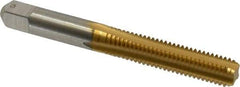Hertel - M8x1.25 Metric Coarse 4 Flute TiN Finish High Speed Steel Straight Flute Standard Hand Tap - Bottoming, Right Hand Thread, 2-23/32" OAL, 1-1/8" Thread Length, D3 Limit, Oversize - Exact Industrial Supply