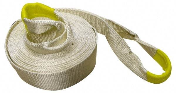 Erickson Manufacturing - 30' Long x 3" Wide, 27,000 Lb Basket Capacity, Polyester Web Sling - White, with Loop Ends - Industrial Tool & Supply