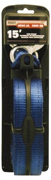 Erickson Manufacturing - 15' Long x 2" Wide, 8,500 Lb Basket Capacity, Polyester Web Sling - Blue, with Hook Ends - Industrial Tool & Supply