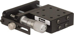 Parker - 25 Lb. Capacity, 6-32 Mount Hole, 1/2" Travel, Precision Ball Bearing Table with Side Drive - Single Axis, 8 Mounting Holes, 1-3/4" Long x 1-3/4" Wide x 3/4" High - Industrial Tool & Supply