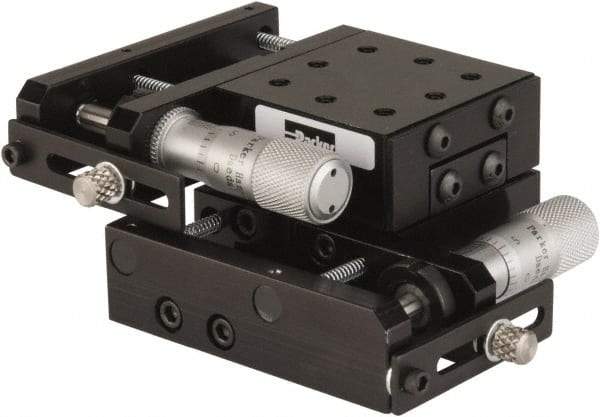 Parker - 25 Lb. Capacity, 6-32 Mount Hole, 1/2" Travel, Precision Ball Bearing Table with Side Drive - X-Y Stage, 8 Mounting Holes, 1-3/4" Long x 1-3/4" Wide x 3/4" High - Industrial Tool & Supply