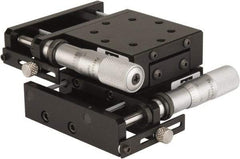 Parker - 62 Lb. Capacity, 10-32 Mount Hole, 1" Travel, Precision Ball Bearing Table with Side Drive - X-Y Stage, 8 Mounting Holes, 2.56" Long x 2.62" Wide x 1" High - Industrial Tool & Supply