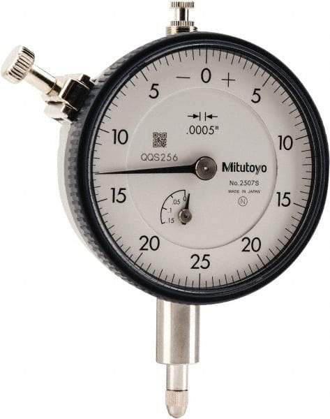 Mitutoyo - 1/8" Range, 0-25-0 Dial Reading, 0.0005" Graduation Dial Drop Indicator - 2-1/4" Dial, 0.05" Range per Revolution, 0.0005" Accuracy, Revolution Counter - Industrial Tool & Supply