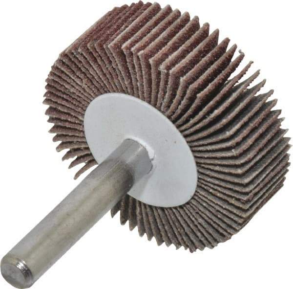 Value Collection - 1-1/2" Diam x 1/2" Face Width, Medium Aluminum Oxide Coated Mounted Flap Wheel - 1/4" Shank Mount, 80 Grit, 30,000 Max RPM - Industrial Tool & Supply
