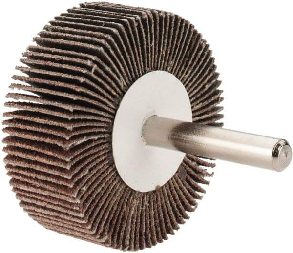 Value Collection - 2" Diam x 3/4" Face Width, Medium Aluminum Oxide Coated Mounted Flap Wheel - 1/4" Shank Mount, 80 Grit, 25,000 Max RPM - Industrial Tool & Supply