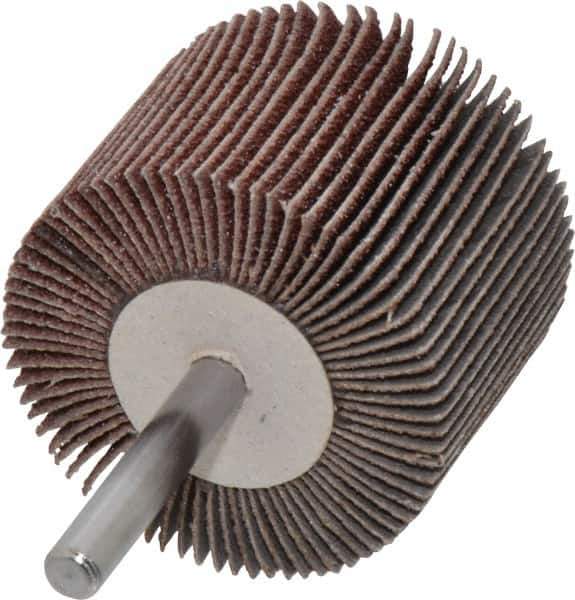 Value Collection - 2" Diam x 1-1/2" Face Width, Medium Aluminum Oxide Coated Mounted Flap Wheel - 1/4" Shank Mount, 60 Grit, 25,000 Max RPM - Industrial Tool & Supply