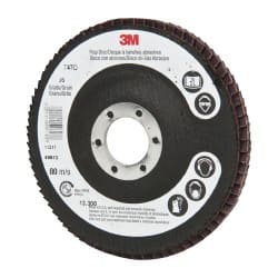 3M - 4-1/2" 36 Grit 7/8" Center Hole Type 27 Ceramic Flap Disc - Industrial Tool & Supply