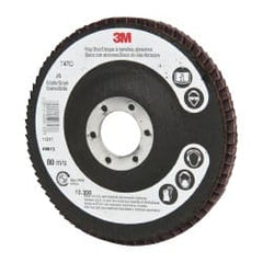 3M - 4-1/2" 36 Grit 7/8" Center Hole Type 27 Ceramic Flap Disc - Industrial Tool & Supply