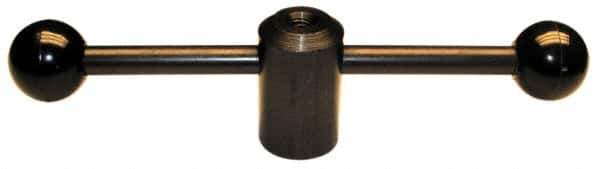 Morton Machine Works - 2 Straight Arms, 1/2-13" Hole, Black Oxide, Tapped Clamping Handle - 1/2" Arm Diam, 1-3/8" Hub Diam, 1-3/8" Ball Diam - Industrial Tool & Supply