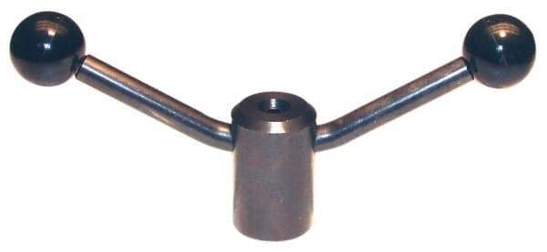 Morton Machine Works - 1 Offset Arm, 5/8-11" Hole, Black Oxide, Tapped Clamping Handle - 1/2" Arm Diam, 1-3/8" Hub Diam, 1-3/8" Ball Diam - Industrial Tool & Supply