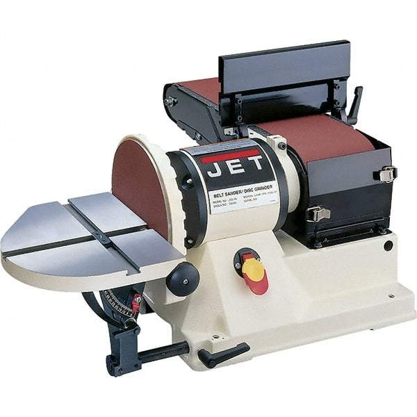 Jet - 48 Inch Long x 6 Inch Wide Belt, 9 Inch Diameter, Horizontal and Vertical Combination Sanding Machine - 2,258 Ft./min Belt Speed, 3/4 HP, Single Phase - Industrial Tool & Supply