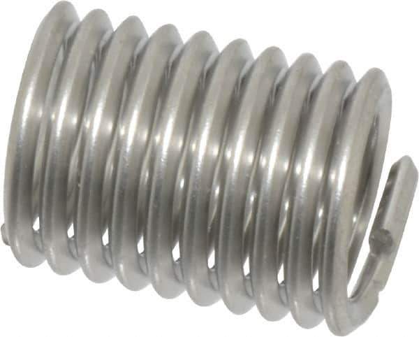 Recoil - 3/8-16 UNC, 3/4" OAL, Free Running Helical Insert - 10 Free Coils, Tanged, Stainless Steel, Bright Finish, 2D Insert Length - Industrial Tool & Supply