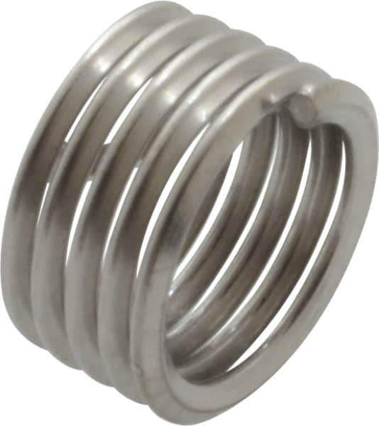 Recoil - 1/4-28 UNF, 1/4" OAL, Free Running Helical Insert - 5 Free Coils, Tanged, Stainless Steel, Bright Finish, 1D Insert Length - Industrial Tool & Supply