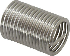 Recoil - 7/16-20 UNF, 7/8" OAL, Free Running Helical Insert - 14-5/8 Free Coils, Tanged, Stainless Steel, Bright Finish, 2D Insert Length - Industrial Tool & Supply