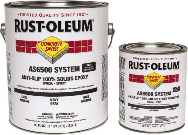Rust-Oleum - 1 Gal Kit Gloss Navy Gray Antislip Epoxy - 25 to 35 Sq Ft/Gal Coverage, <50 g/L VOC Content - Industrial Tool & Supply