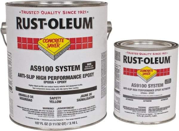 Rust-Oleum - 1 Gal Kit Gloss Safety Yellow Antislip Epoxy - 40 to 60 Sq Ft/Gal Coverage, <250 g/L VOC Content - Industrial Tool & Supply