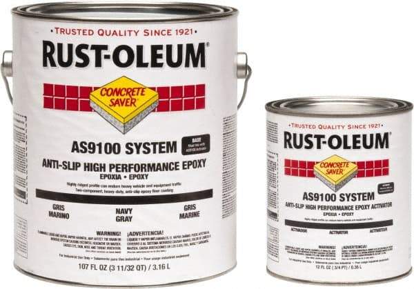 Rust-Oleum - 1 Gal Kit Gloss Navy Gray Antislip Epoxy - 40 to 60 Sq Ft/Gal Coverage, <250 g/L VOC Content - Industrial Tool & Supply