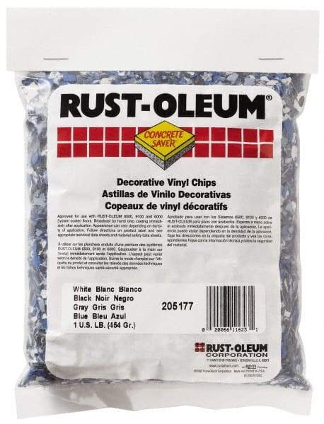 Rust-Oleum - Black/White/Blue Vinyl Floor Chips - 1 Lb Plastic Bag - Industrial Tool & Supply