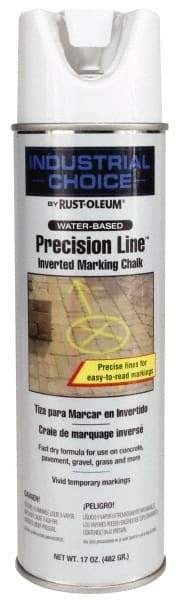 Rust-Oleum - 17 fl oz White Marking Chalk - 500' to 530' Coverage at 1-1/4" Wide, Water-Based Formula - Industrial Tool & Supply