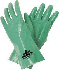 MCR Safety - Size L (9) Nitrile Coated Cotton Blend General Protection Work Gloves - For General Purpose, Gauntlet Cuff, Full Fingered, Green, Paired - Industrial Tool & Supply