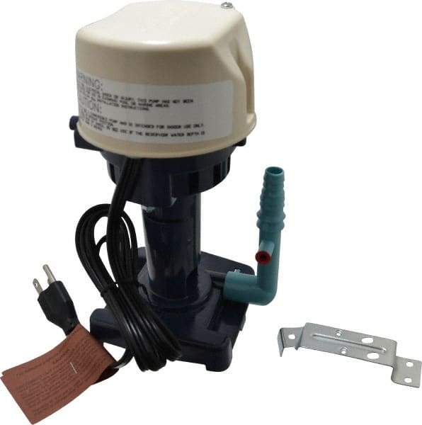 Little Giant Pumps - 0.9 Amp, 115 Volt, 1/70 hp, 1 Phase, Thermal Plastic Evaporative Cooler Pumps Machine Tool & Recirculating Pump - 5.1 GPM, 9.5 psi, 9" Overall Height, 4-1/2" Body Length, ABS Impeller, Open Fan Cooled Motor - Industrial Tool & Supply