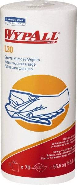 WypAll - L30 Dry General Purpose Wipes - Small Roll, 10-3/8" x 11" Sheet Size, White - Industrial Tool & Supply