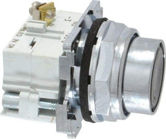 Eaton Cutler-Hammer - 30-1/2mm Mount Hole, Flush, Pushbutton Switch with Contact Block - Round, Black Pushbutton, Nonilluminated, Momentary (MO), Corrosion Resistant, Oiltight and Watertight - Industrial Tool & Supply